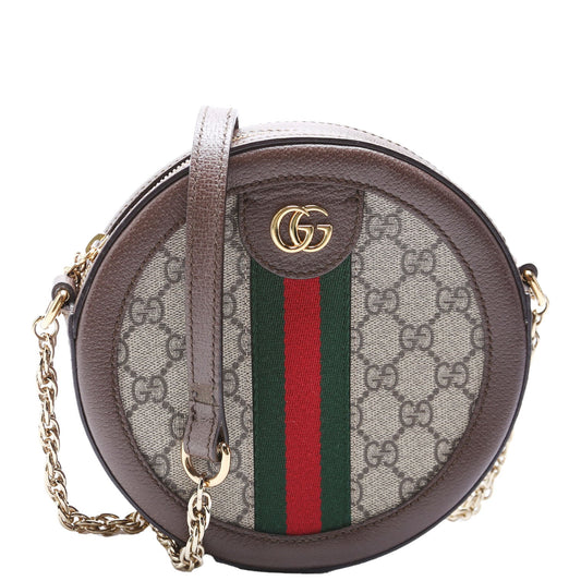 Gucci  Ophidia GG Supreme Round Small Crossbody Brown