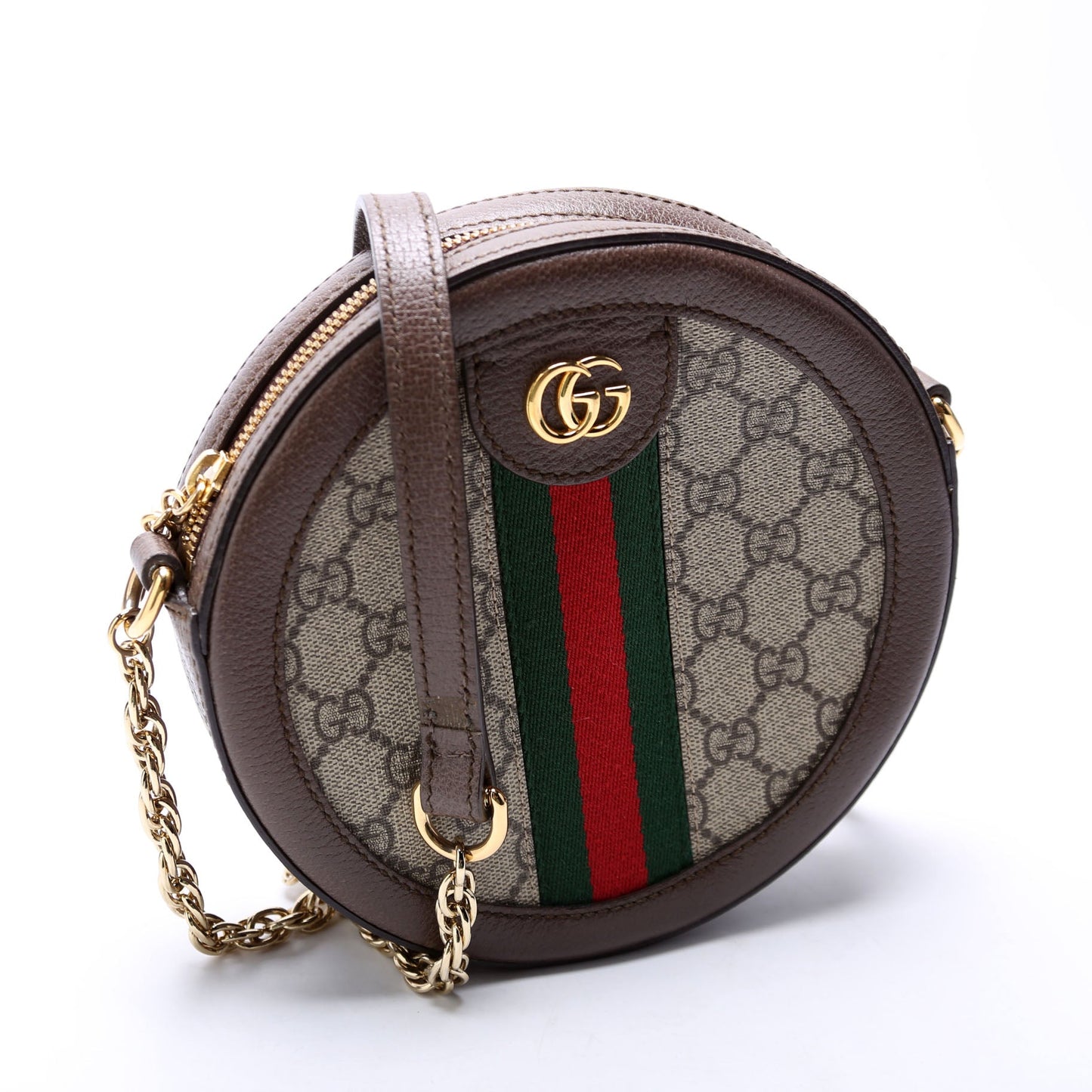 Gucci  Ophidia GG Supreme Round Small Crossbody Brown