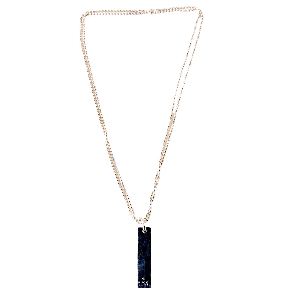 Gucci Logo Bar on Ball Chain Necklace