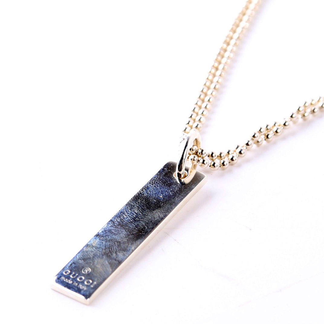 Gucci Logo Bar on Ball Chain Necklace