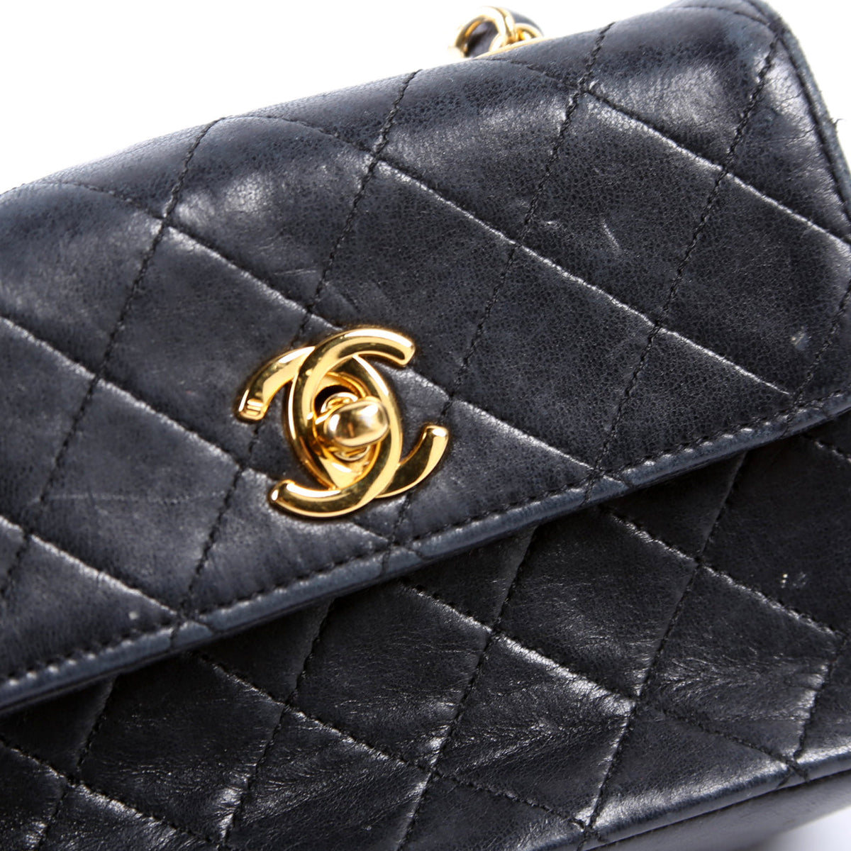 CC Quilted Lambskin Extra Mini Flap Bag 1M Vintage Black