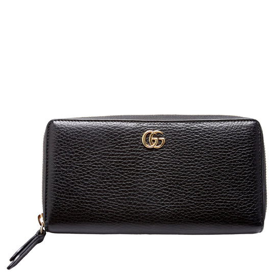 Gucci  GG Leather Zip Around Wallet Black