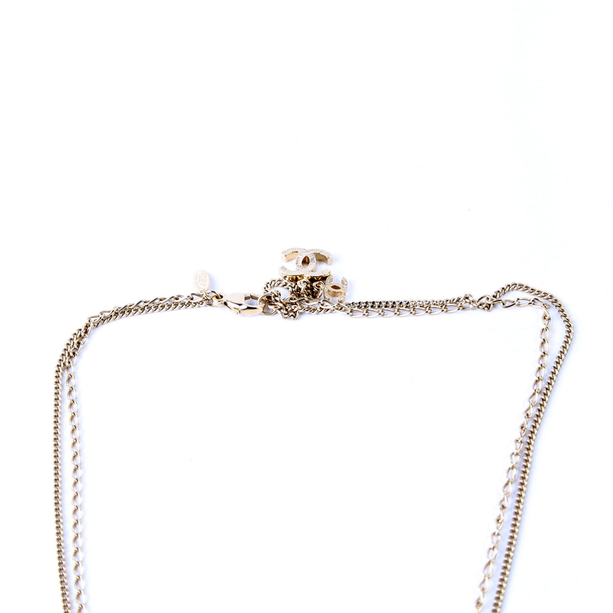 CC Multi Strand Long Necklace Champagne
