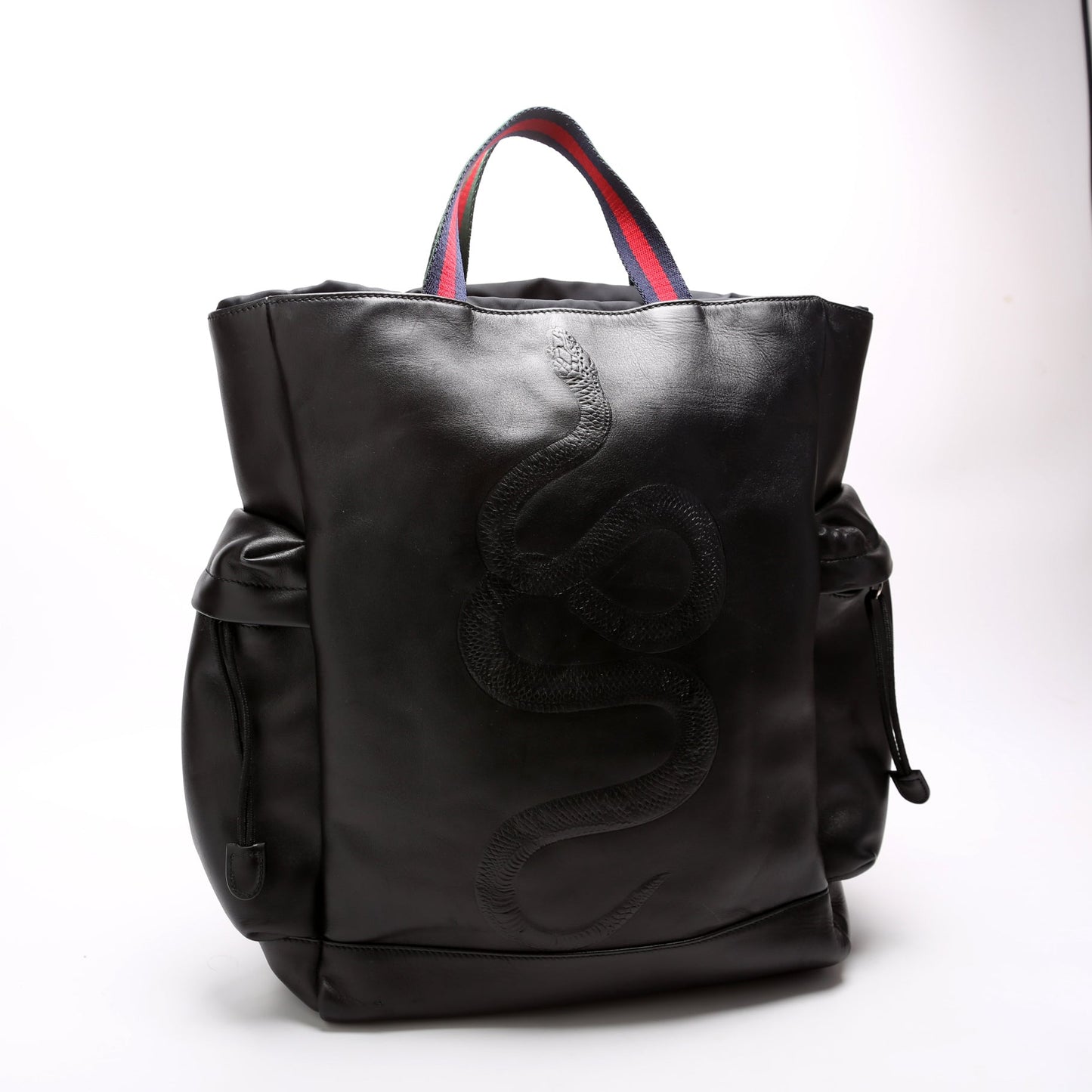 Gucci  King Snake Leather Drawstring Backpack