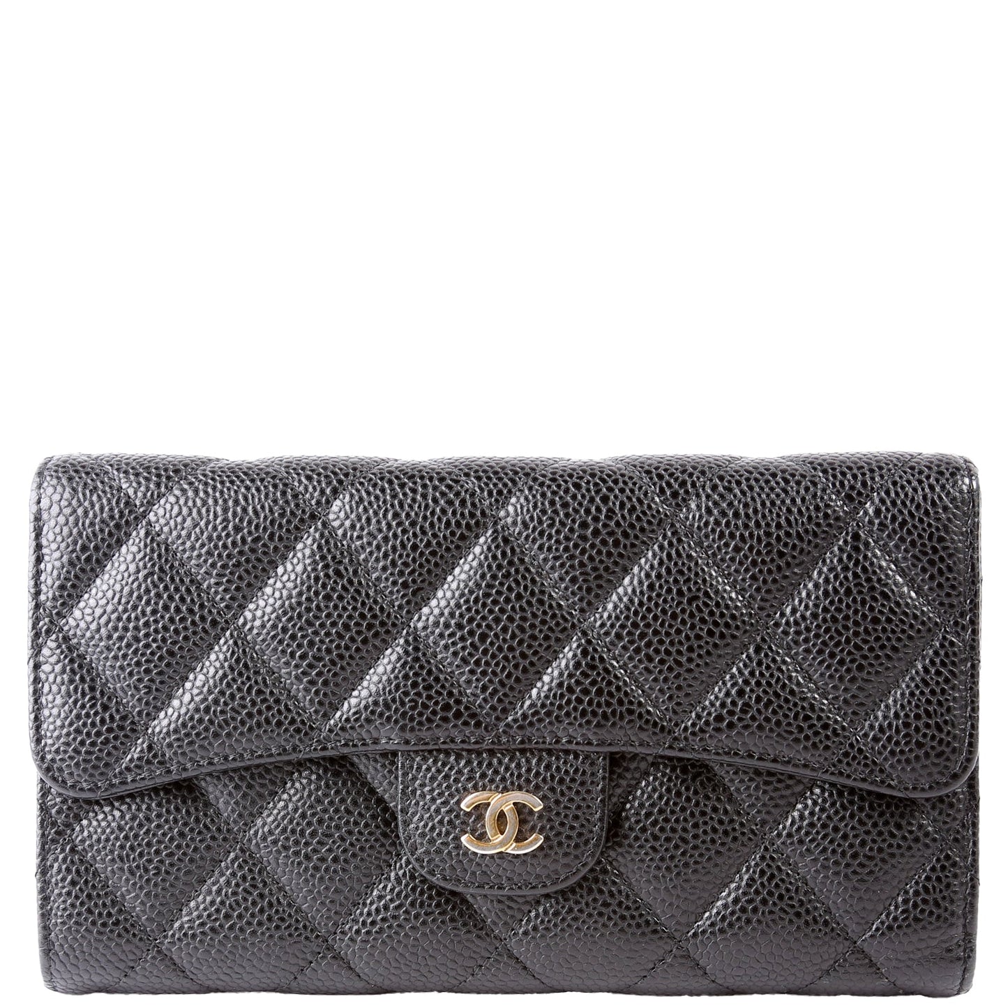 Classic Flap Wallet Long Caviar Black