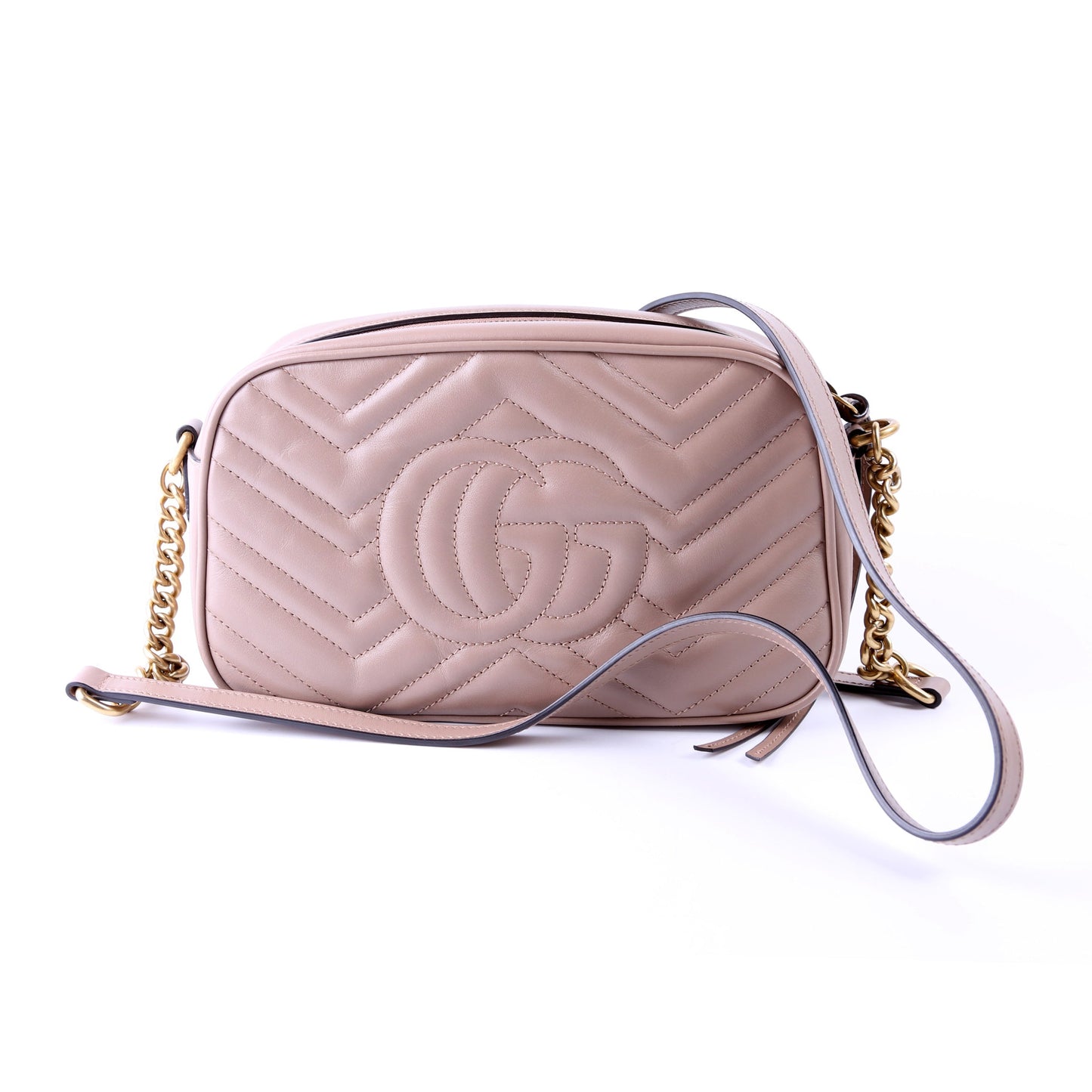 Gucci  Marmont Small Leather Camera Beige