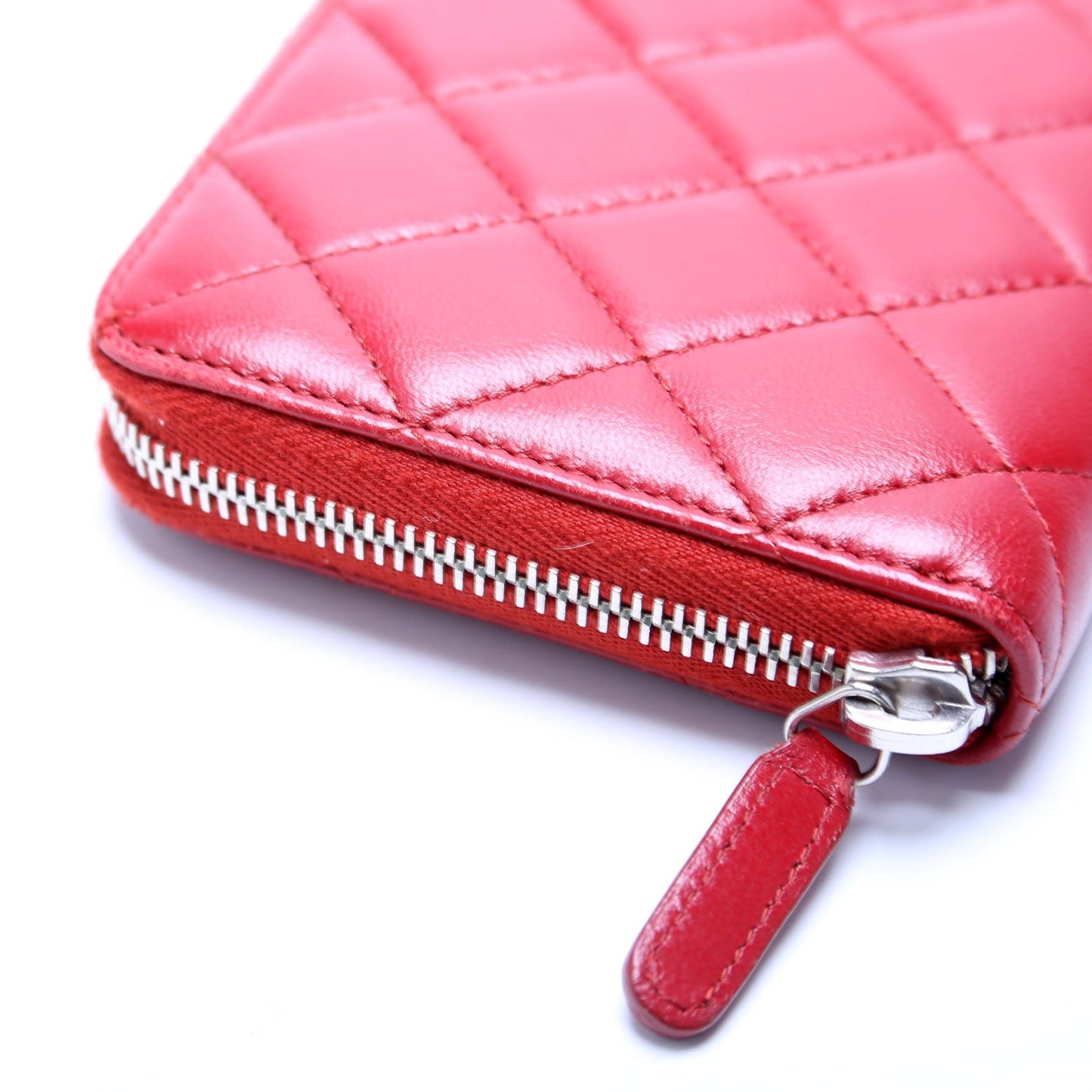 CC Long Zip Around Wallet Lambskin Red