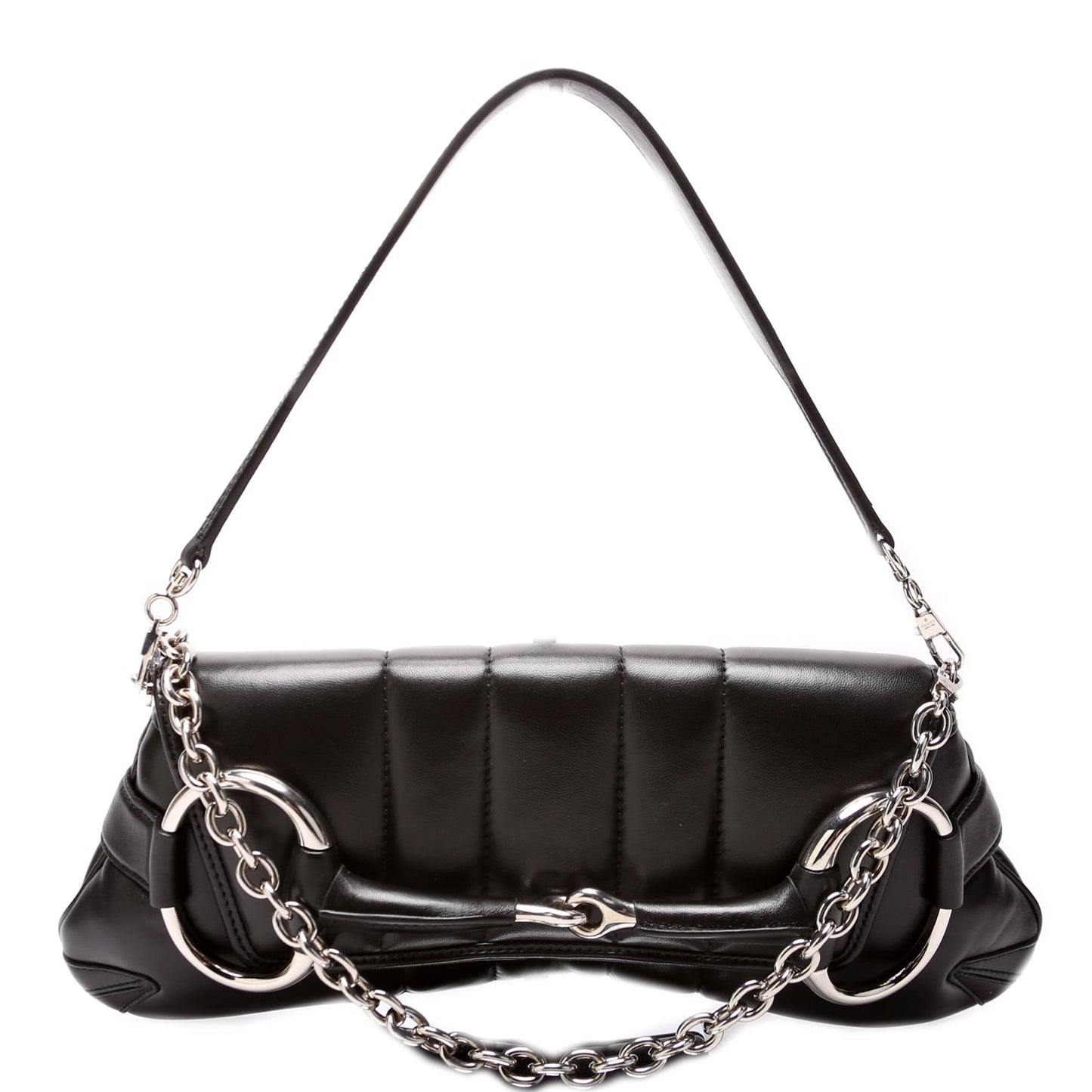 Gucci  Vertical Quilted Maxi Horsebit Chain Medium Shoulder Bag Black