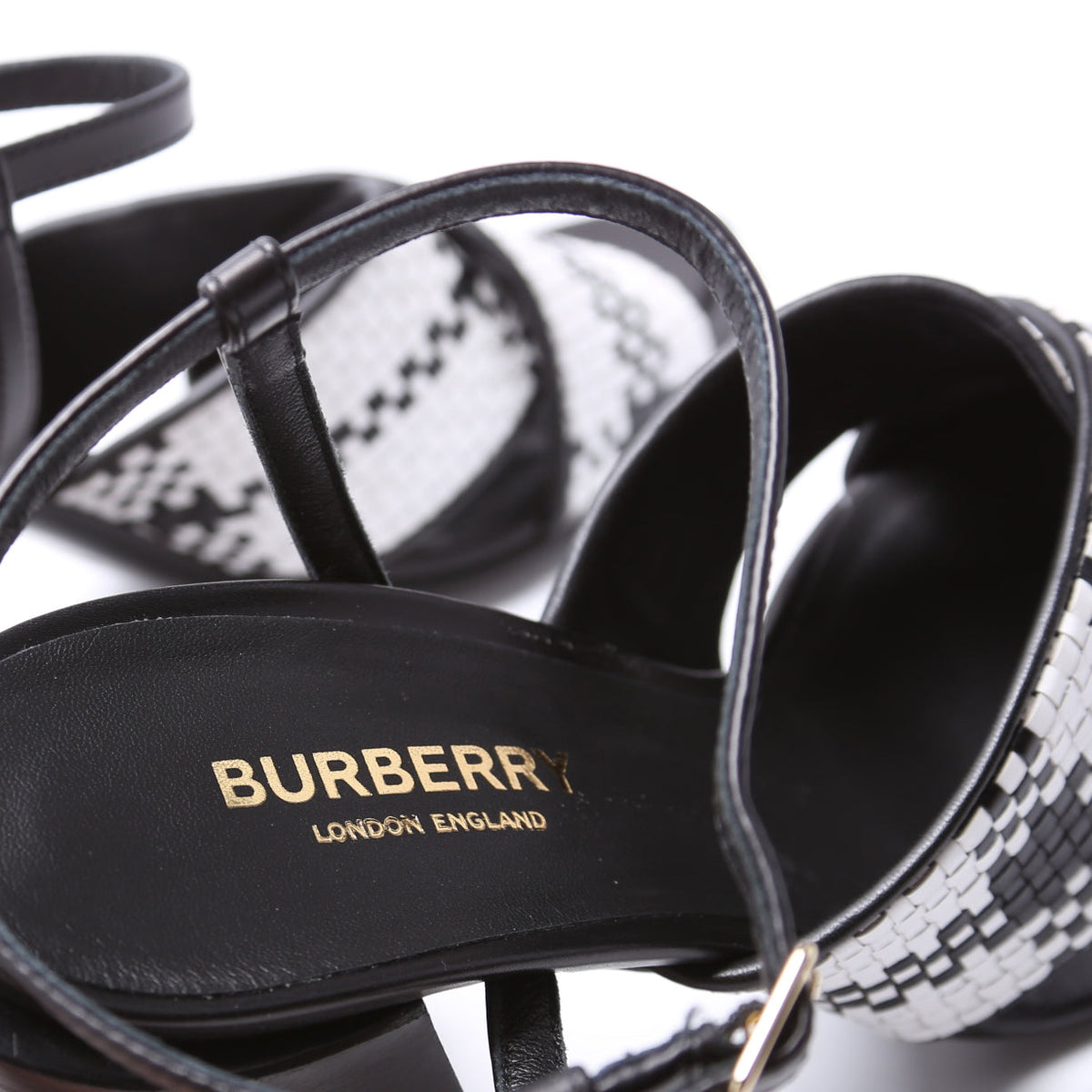 Castlebar Woven Sandal Heel Size 38 Black/White