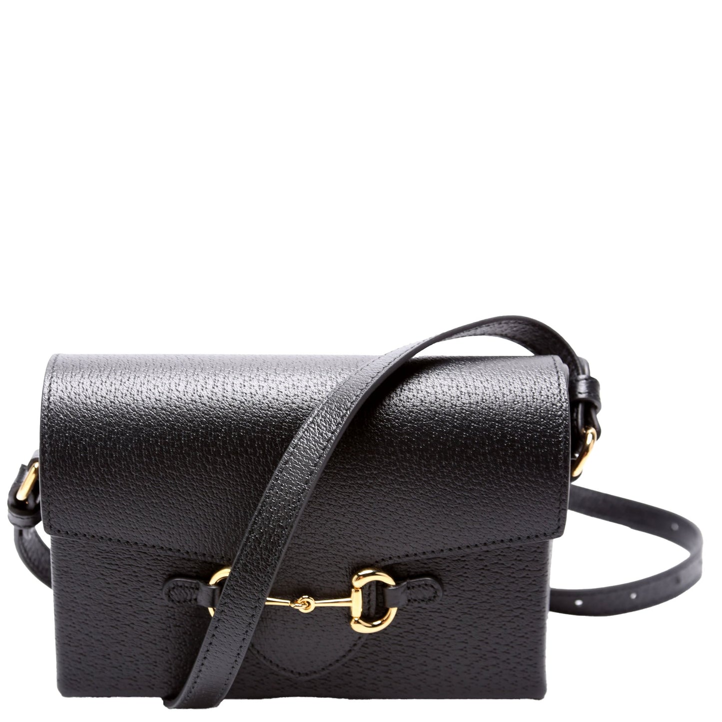 Gucci  Horsebit  Calfskin Shoulder Bag Black