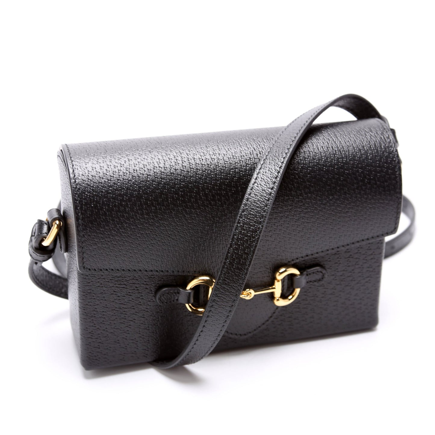 Gucci  Horsebit  Calfskin Shoulder Bag Black