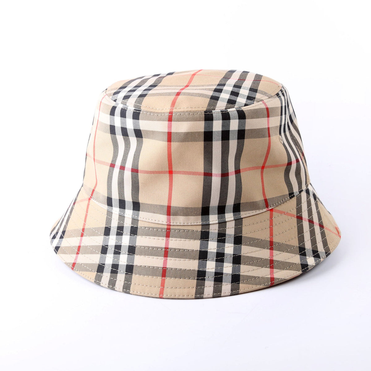 Vintage Check Bucket Hat Size XL Beige