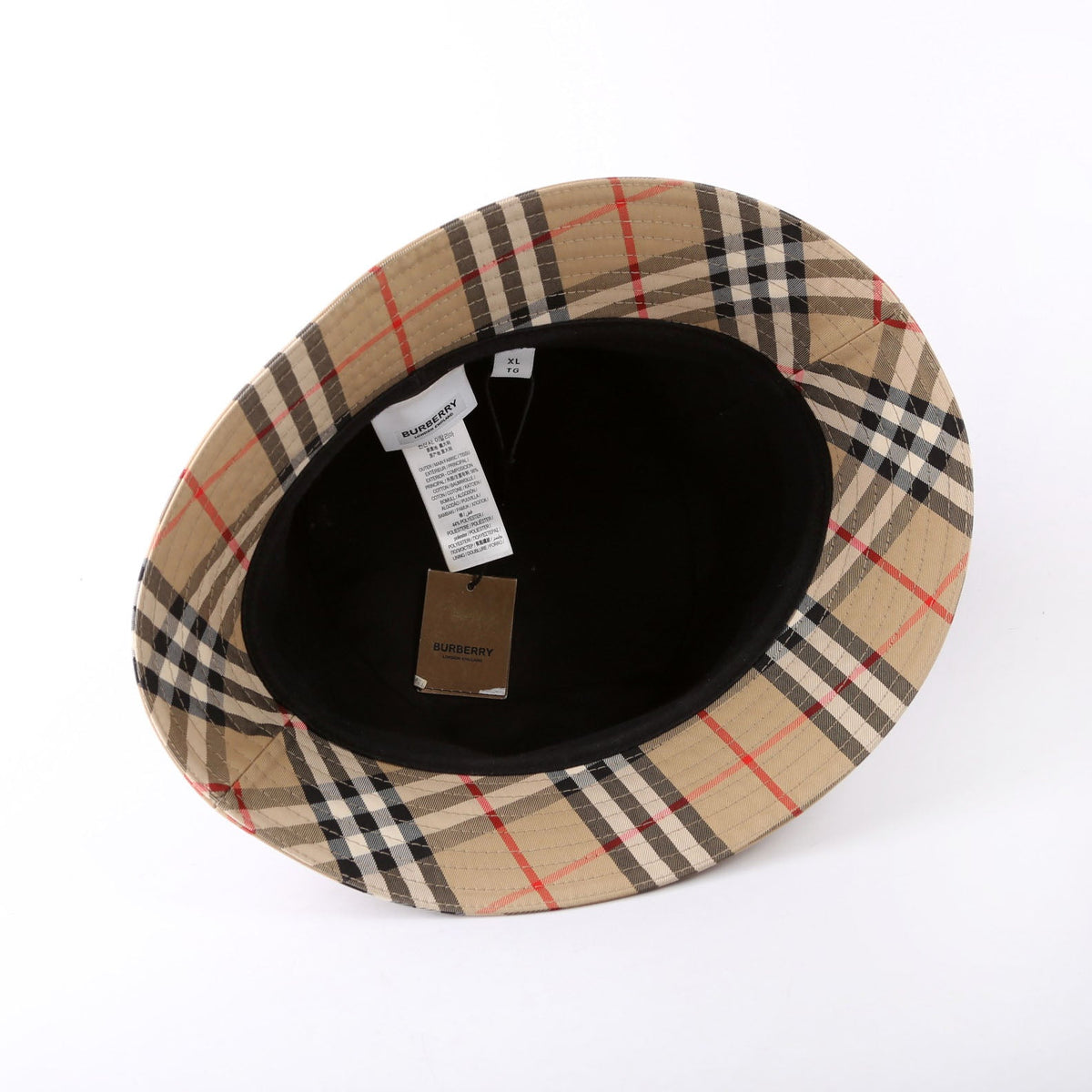 Vintage Check Bucket Hat Size XL Beige