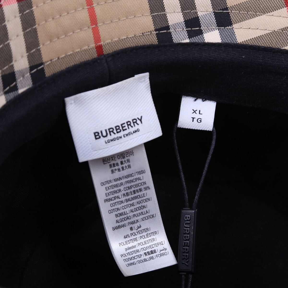 Vintage Check Bucket Hat Size XL Beige