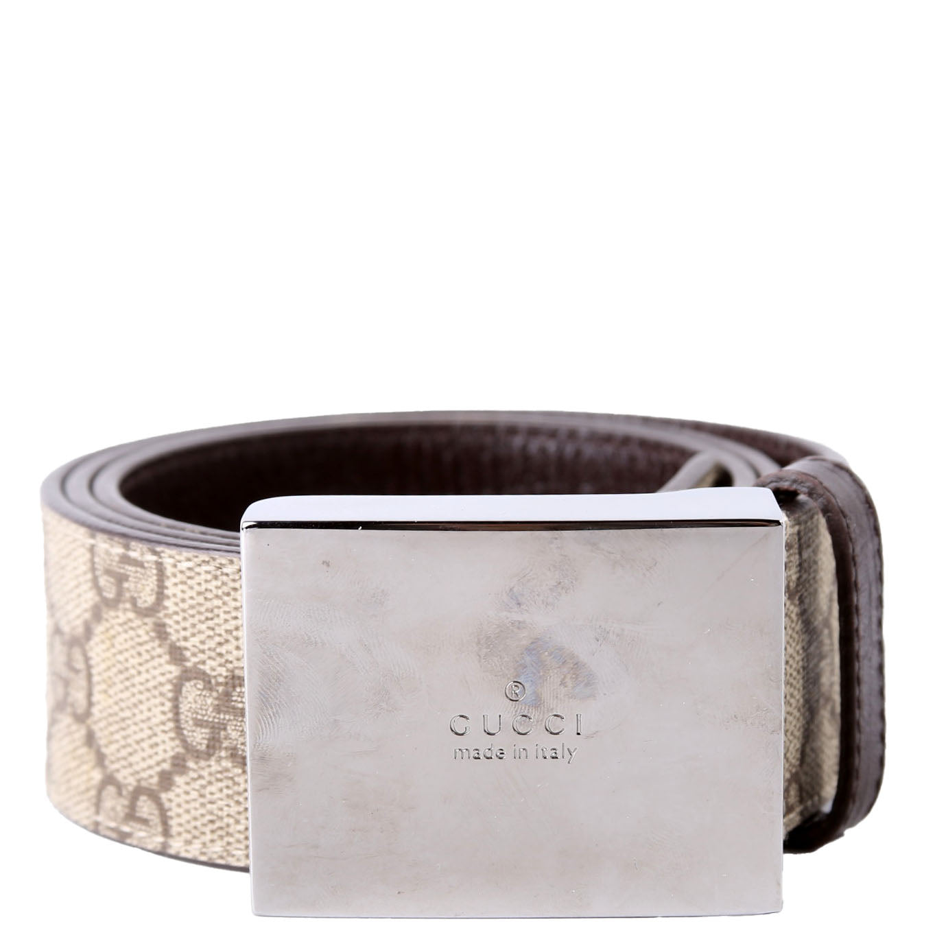 Gucci  GG Supreme Square Buckle Belt Size / Brown