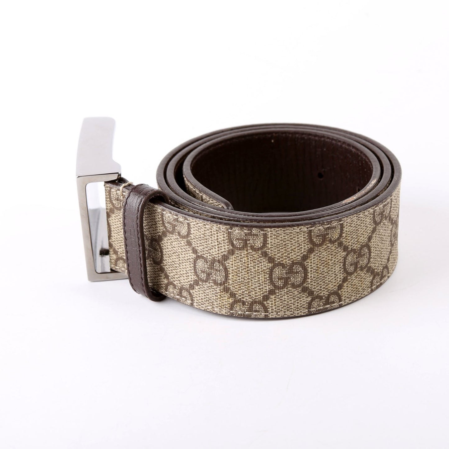Gucci  GG Supreme Square Buckle Belt Size / Brown