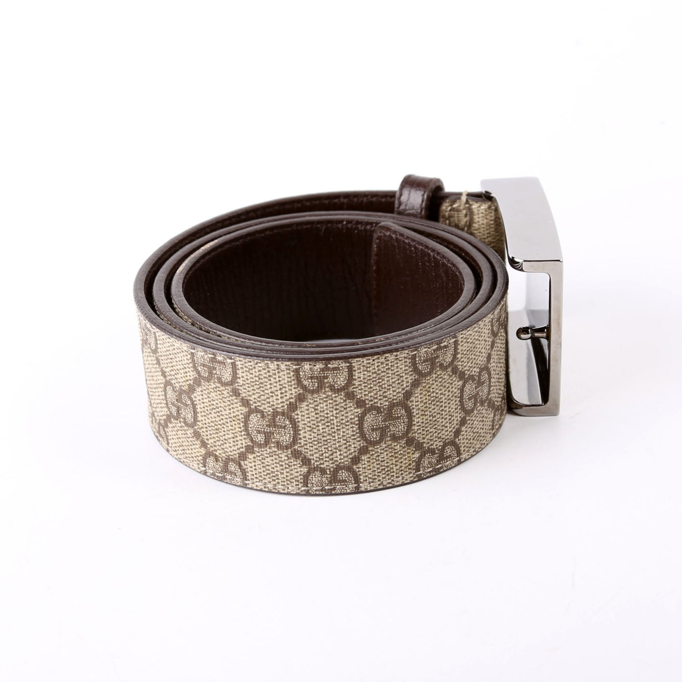 Gucci  GG Supreme Square Buckle Belt Size / Brown