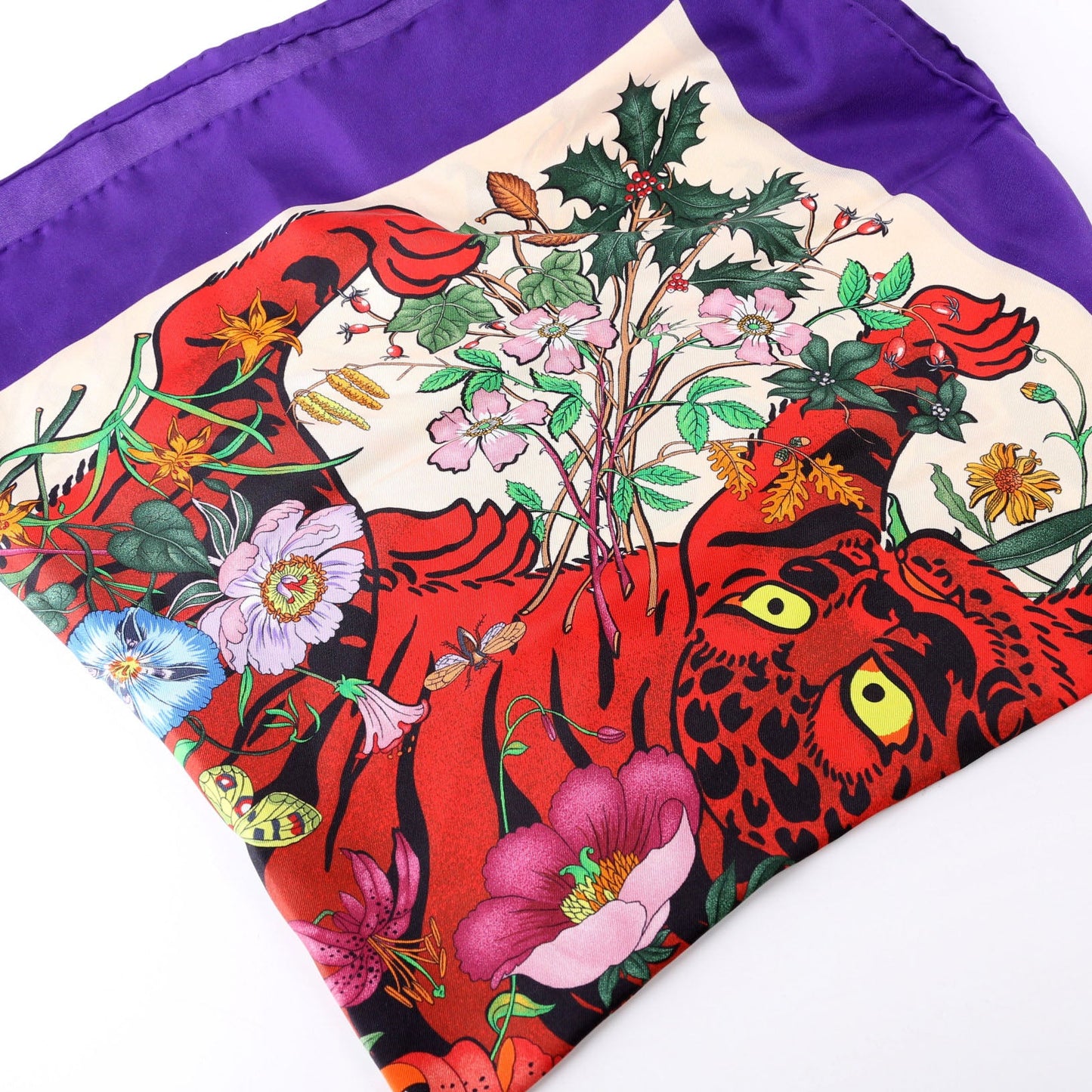 Gucci Flora Tiger Silk Scarf cm Multicolor