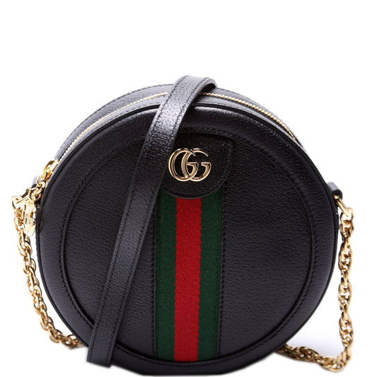 Gucci  Ophidia Leather Round Small Crossbody Black