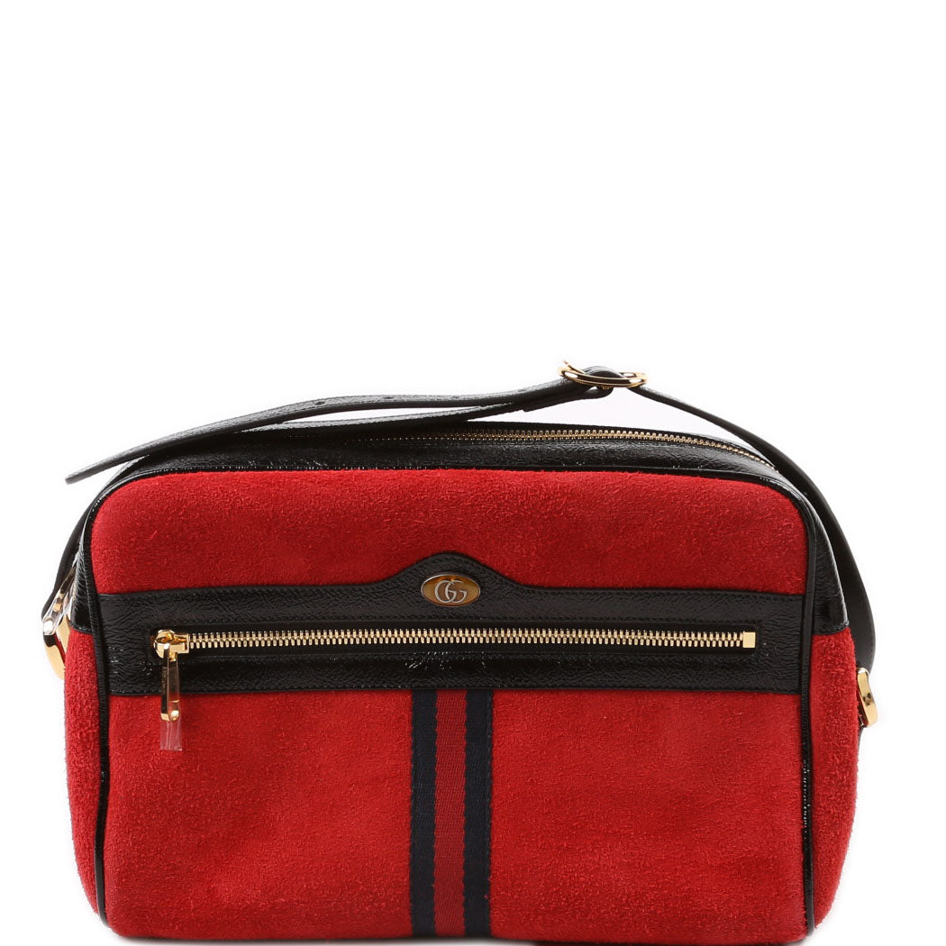 Gucci  Ophidia Suede Small Crossbody Red