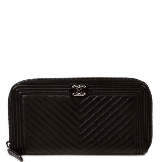 Boy Wallet Zip Around Chevron Lambskin 21M