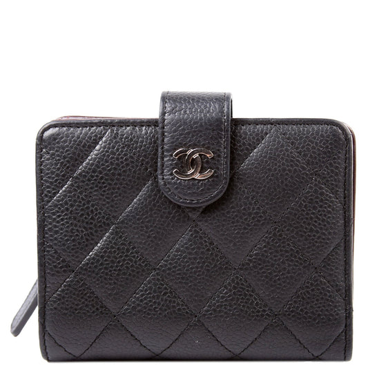 CC Compact French Wallet Caviar 16M Black