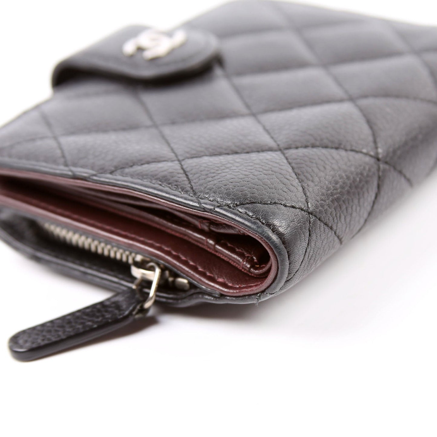 CC Compact French Wallet Caviar 16M Black