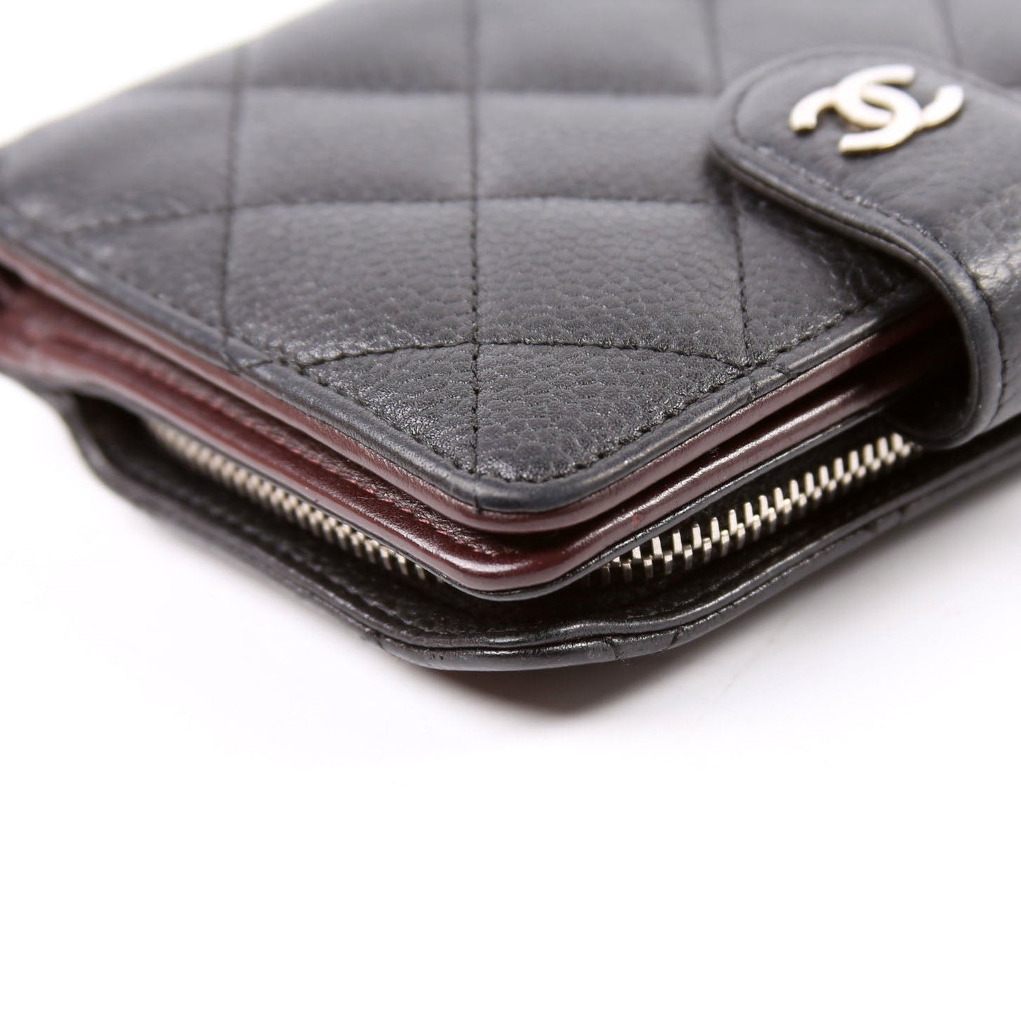 CC Compact French Wallet Caviar 16M Black