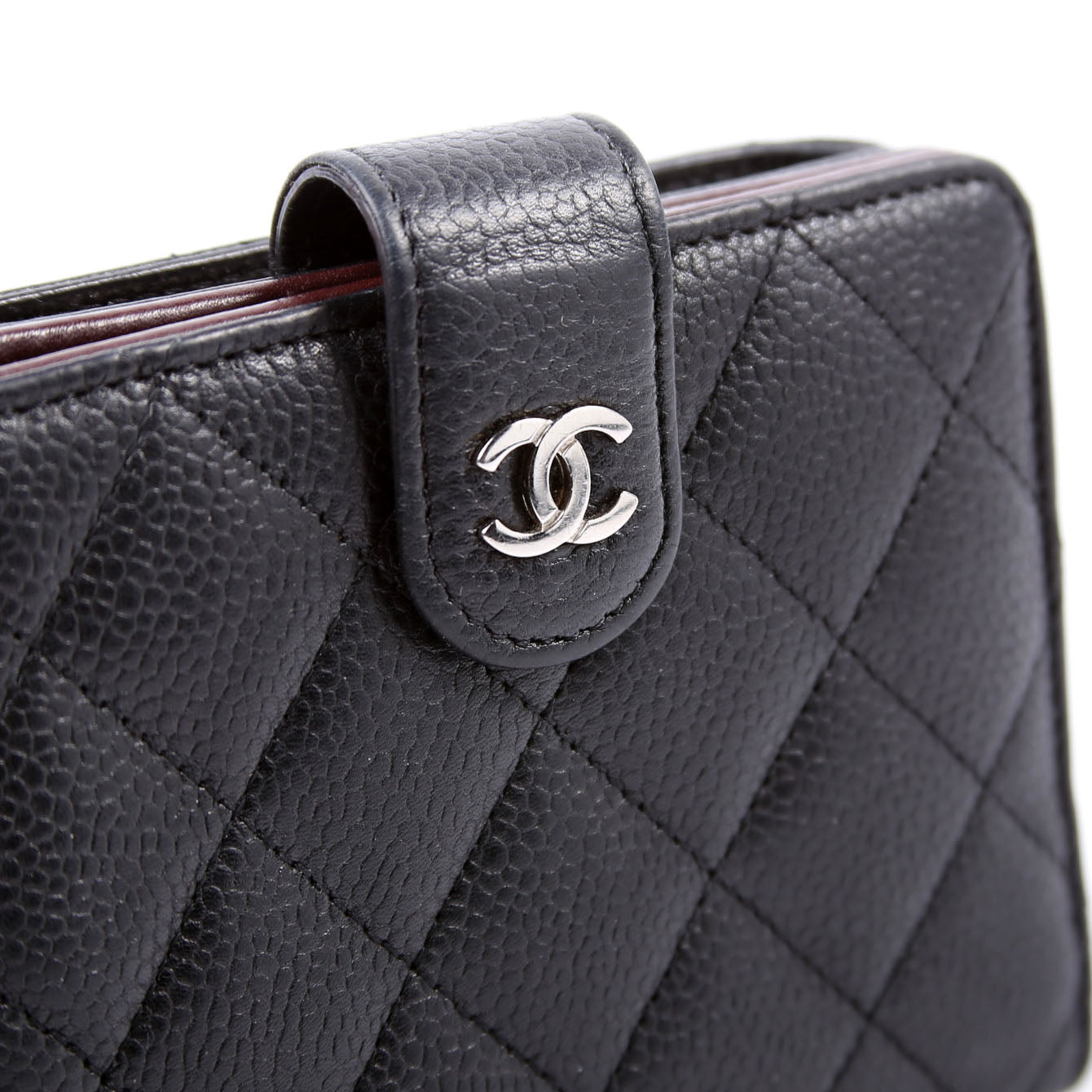 CC Compact French Wallet Caviar 16M Black
