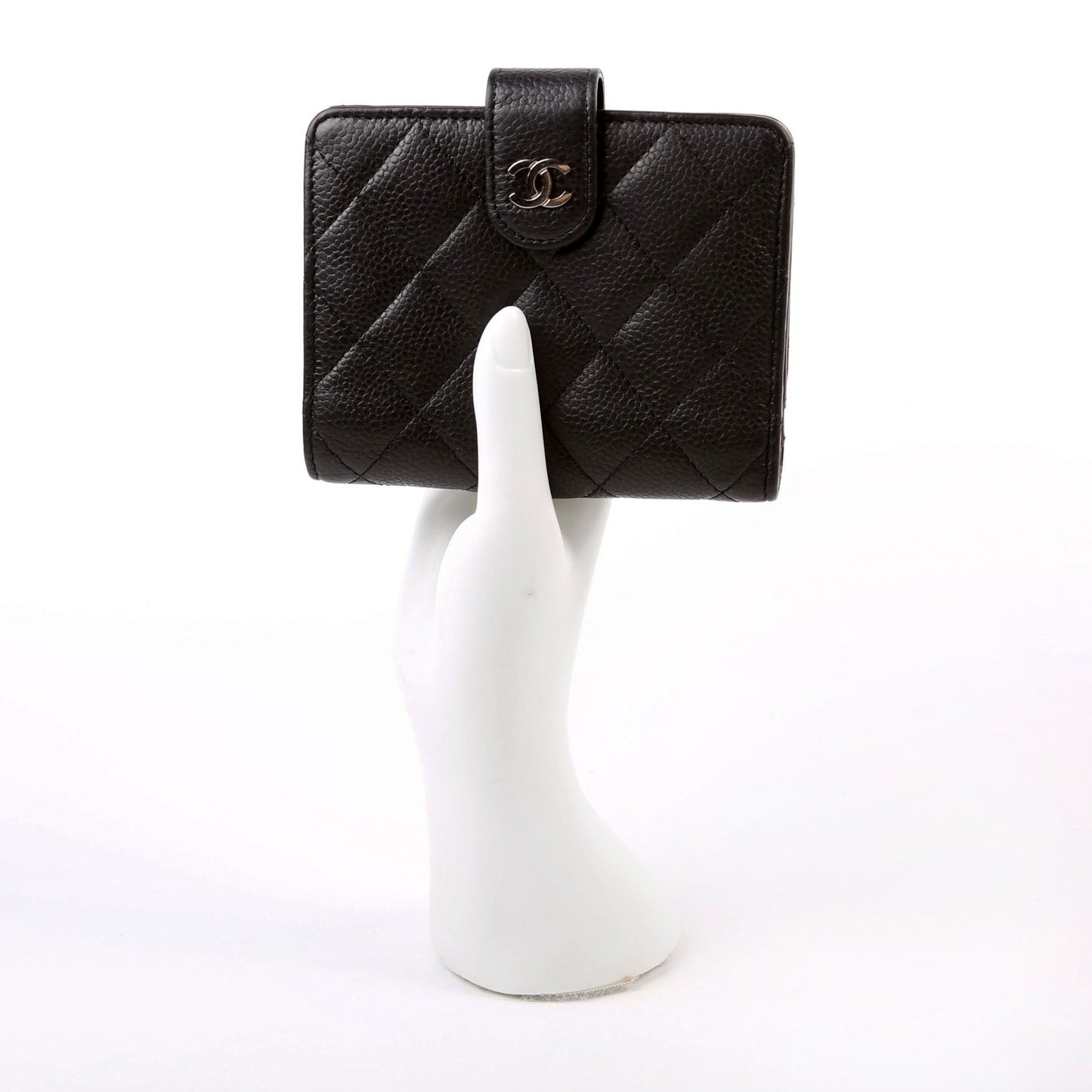 CC Compact French Wallet Caviar 16M Black