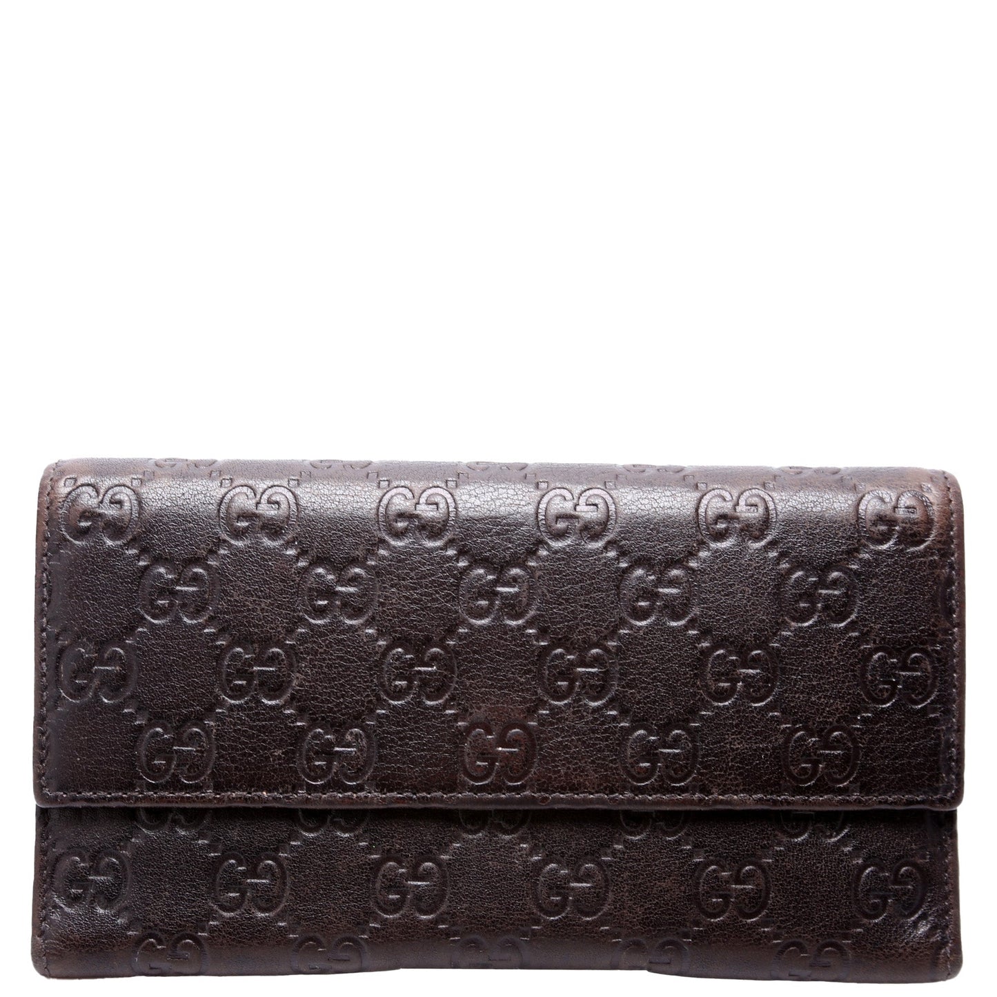 Gucci  GG Leather Trifold Long Wallet Brown