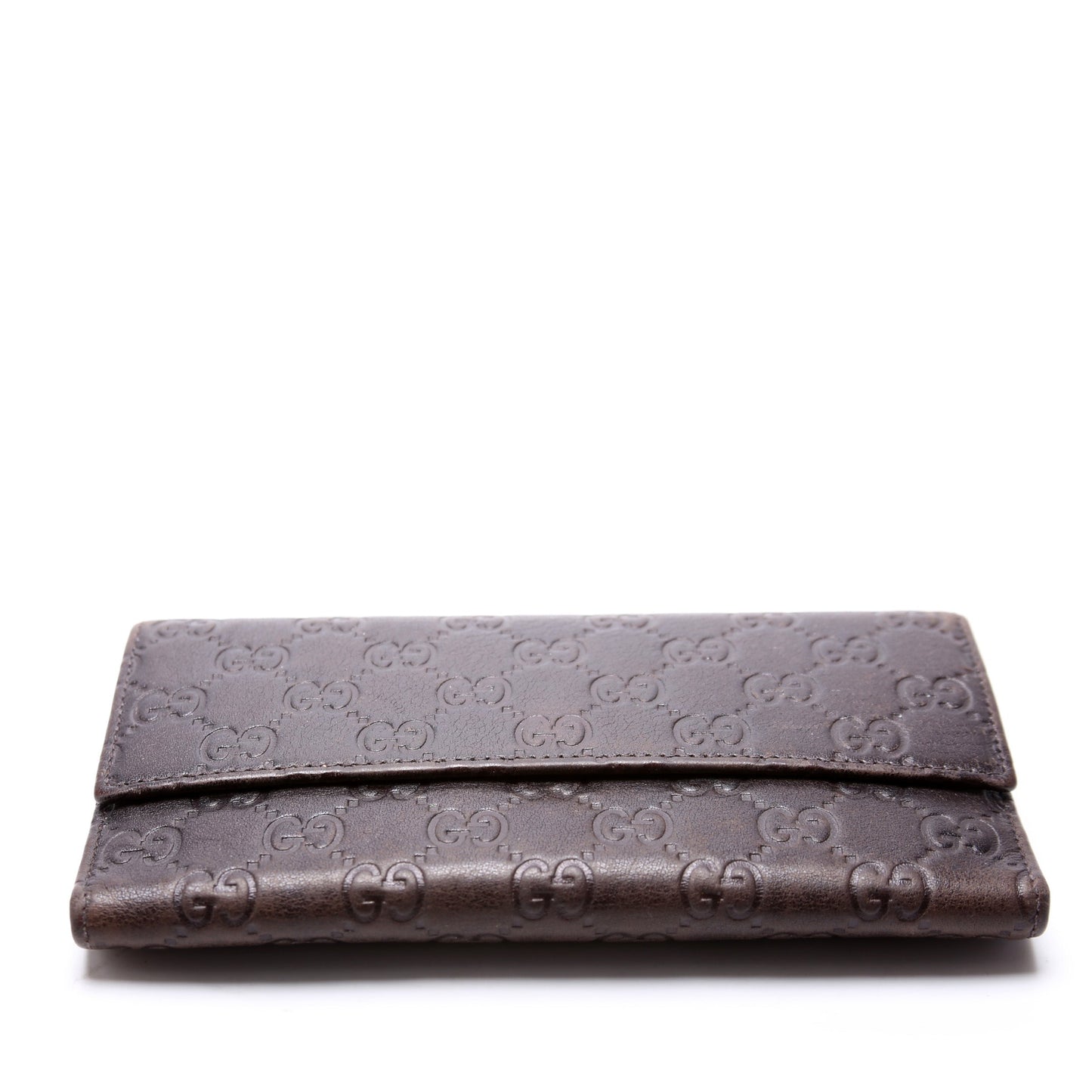 Gucci  GG Leather Trifold Long Wallet Brown