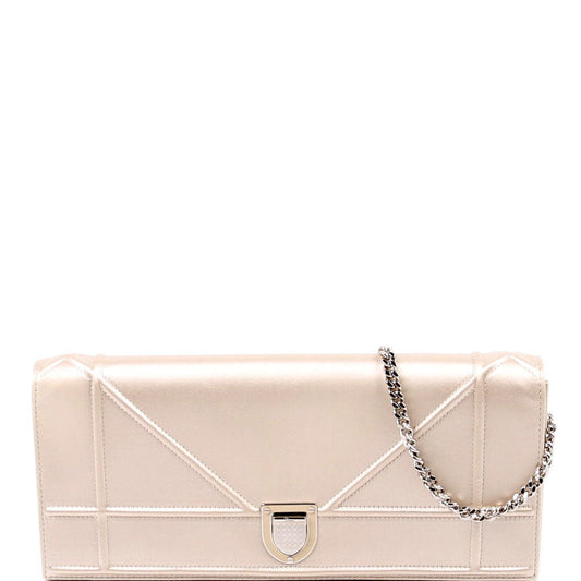 Diorama Wallet On Chain Satin Champagne