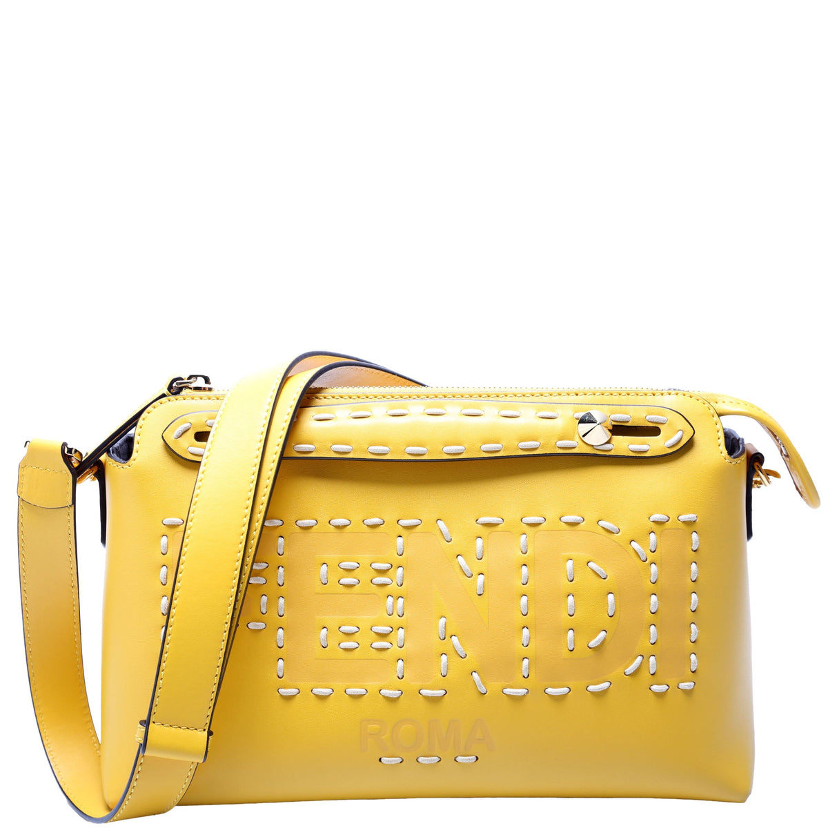 8BL146 By the Way Medium Boston Calfskin Whipstitch Yellow