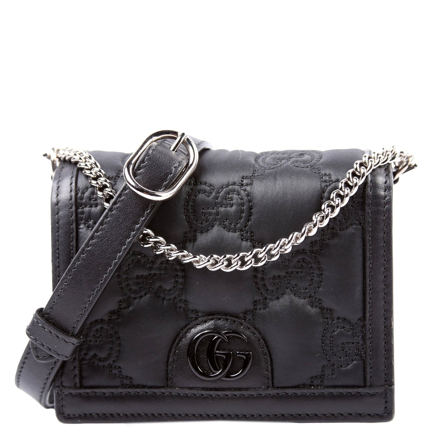 Gucci  GG Nylon Enamel Mini Chain Bag Black