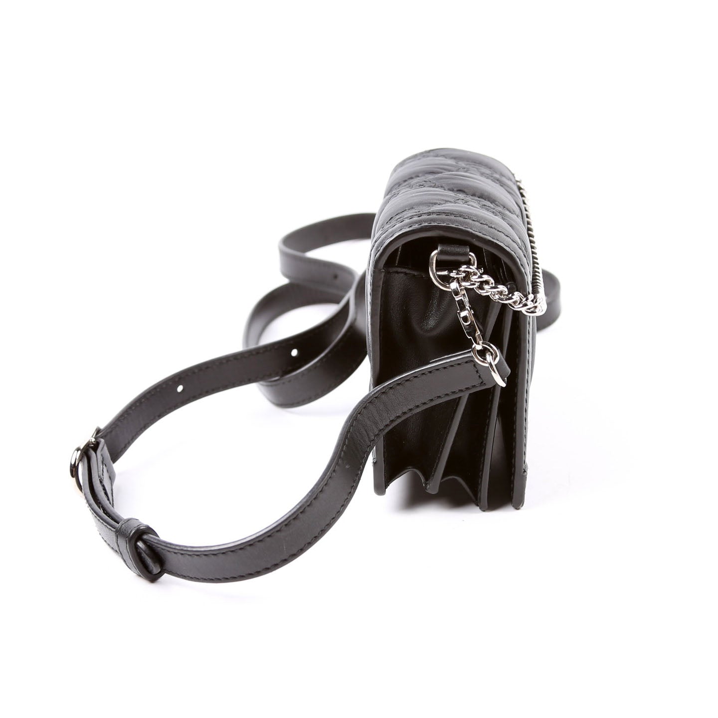Gucci  GG Nylon Enamel Mini Chain Bag Black
