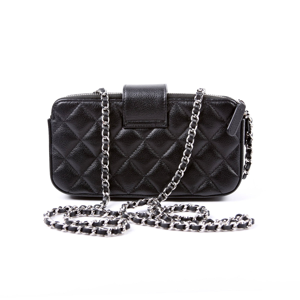 WOC CC Box Clutch Double Zip Grain Calfskin 29M Black