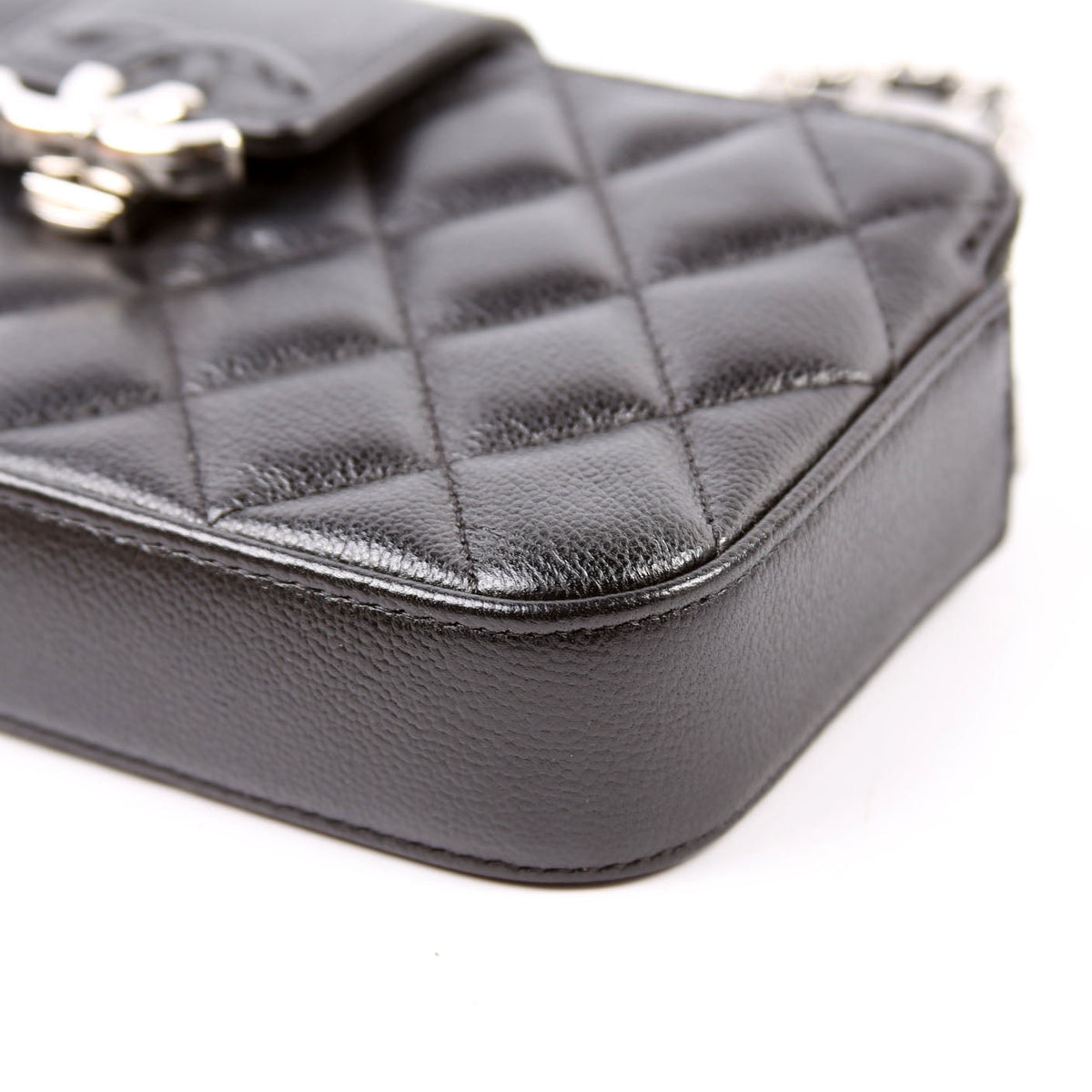 WOC CC Box Clutch Double Zip Grain Calfskin 29M Black