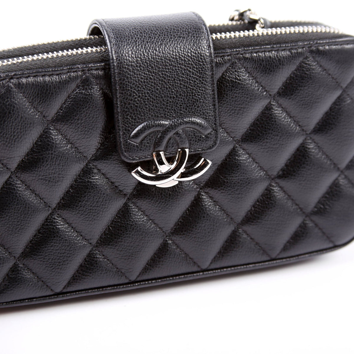 WOC CC Box Clutch Double Zip Grain Calfskin 29M Black