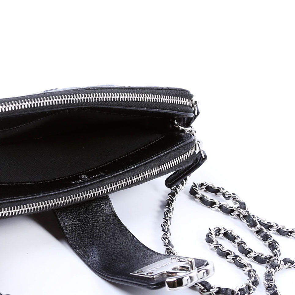 WOC CC Box Clutch Double Zip Grain Calfskin 29M Black