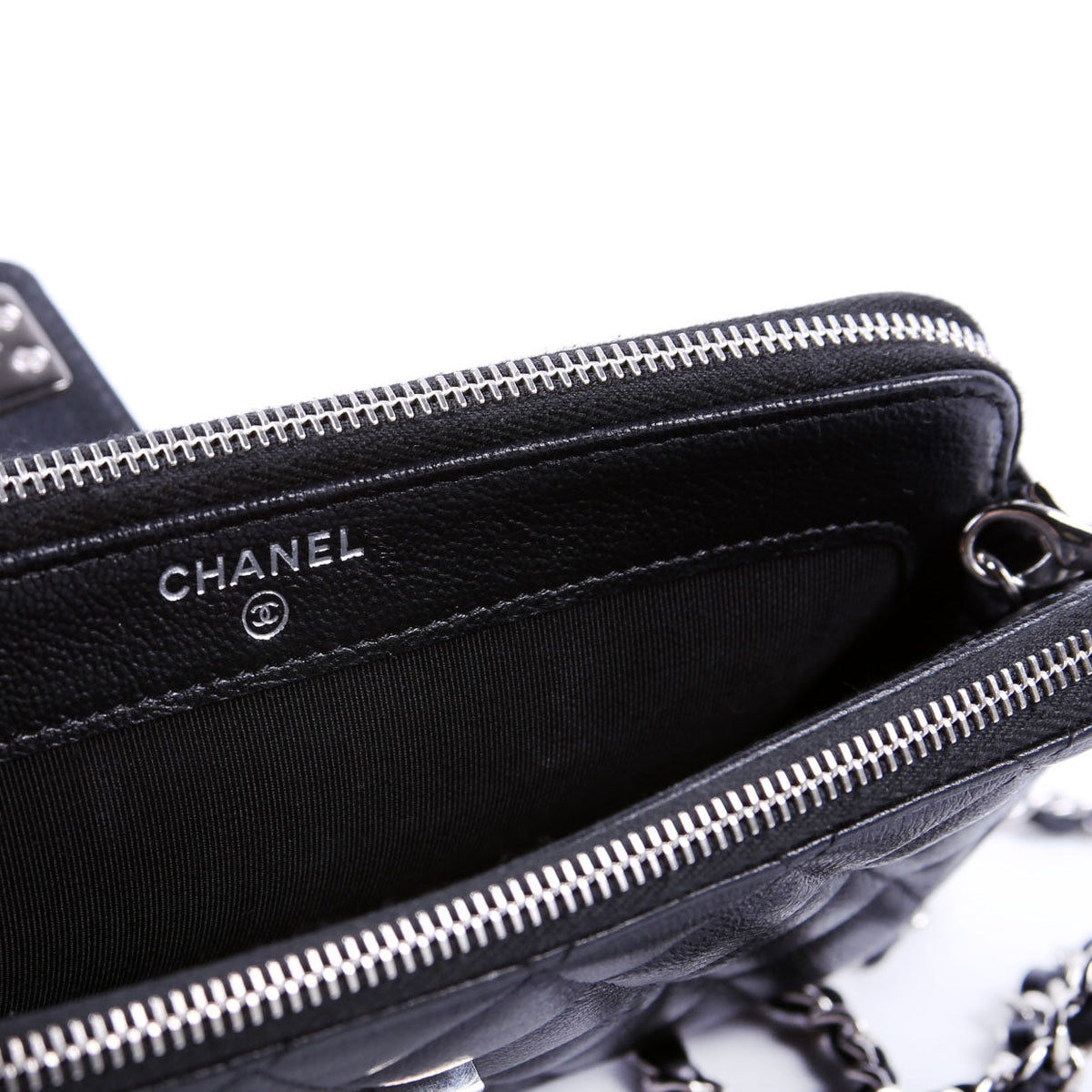 WOC CC Box Clutch Double Zip Grain Calfskin 29M Black