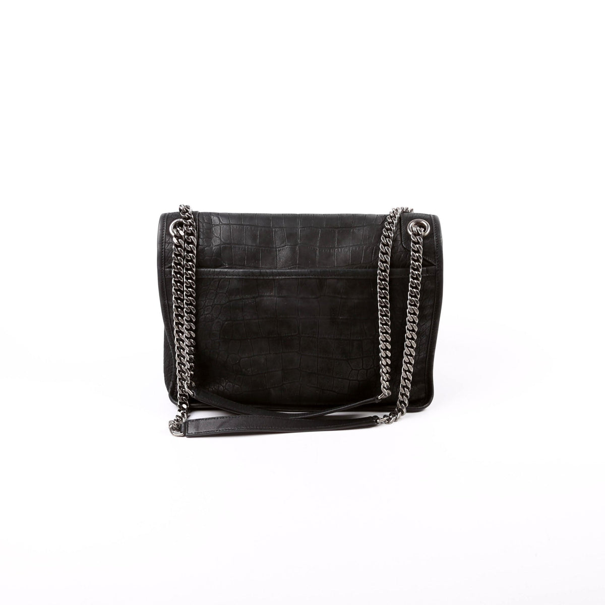 498894 Niki Nubuck Croc Embossed Black
