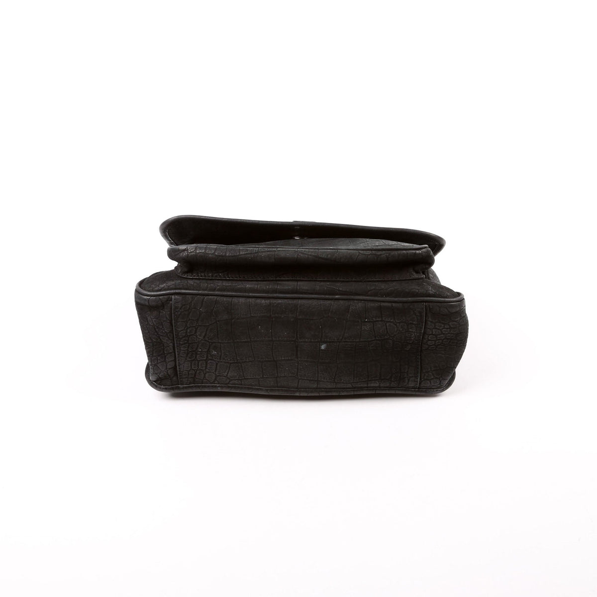 498894 Niki Nubuck Croc Embossed Black