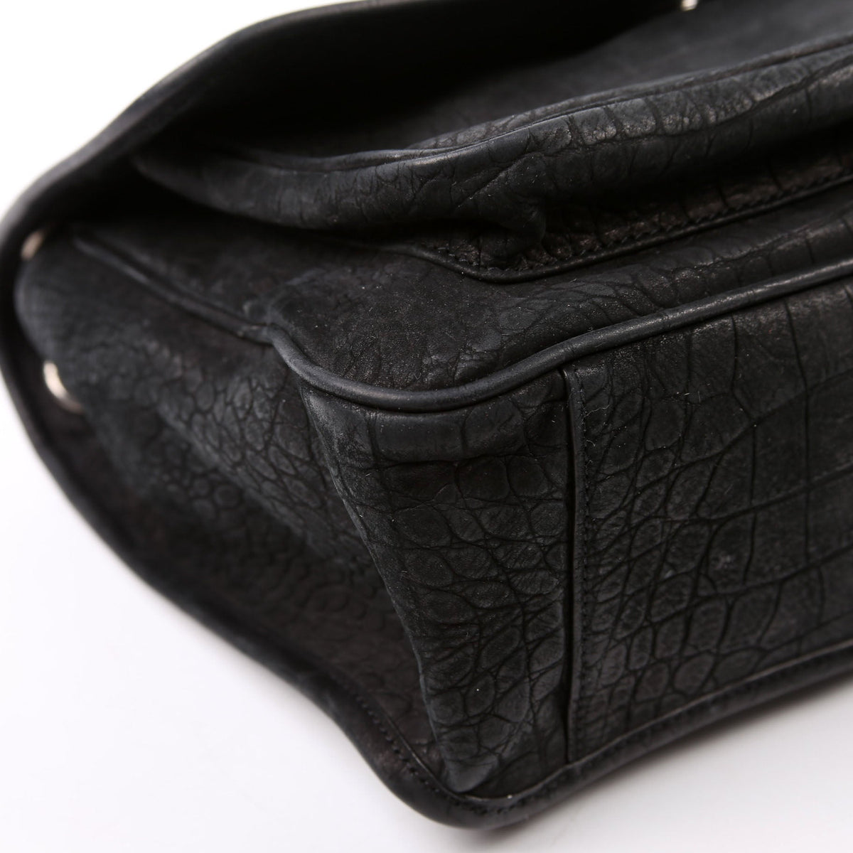 498894 Niki Nubuck Croc Embossed Black