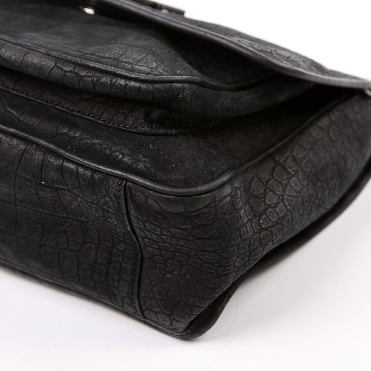 498894 Niki Nubuck Croc Embossed Black