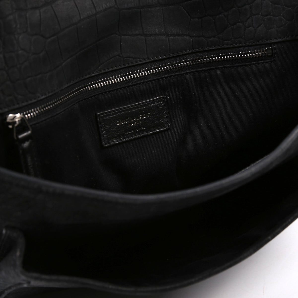 498894 Niki Nubuck Croc Embossed Black