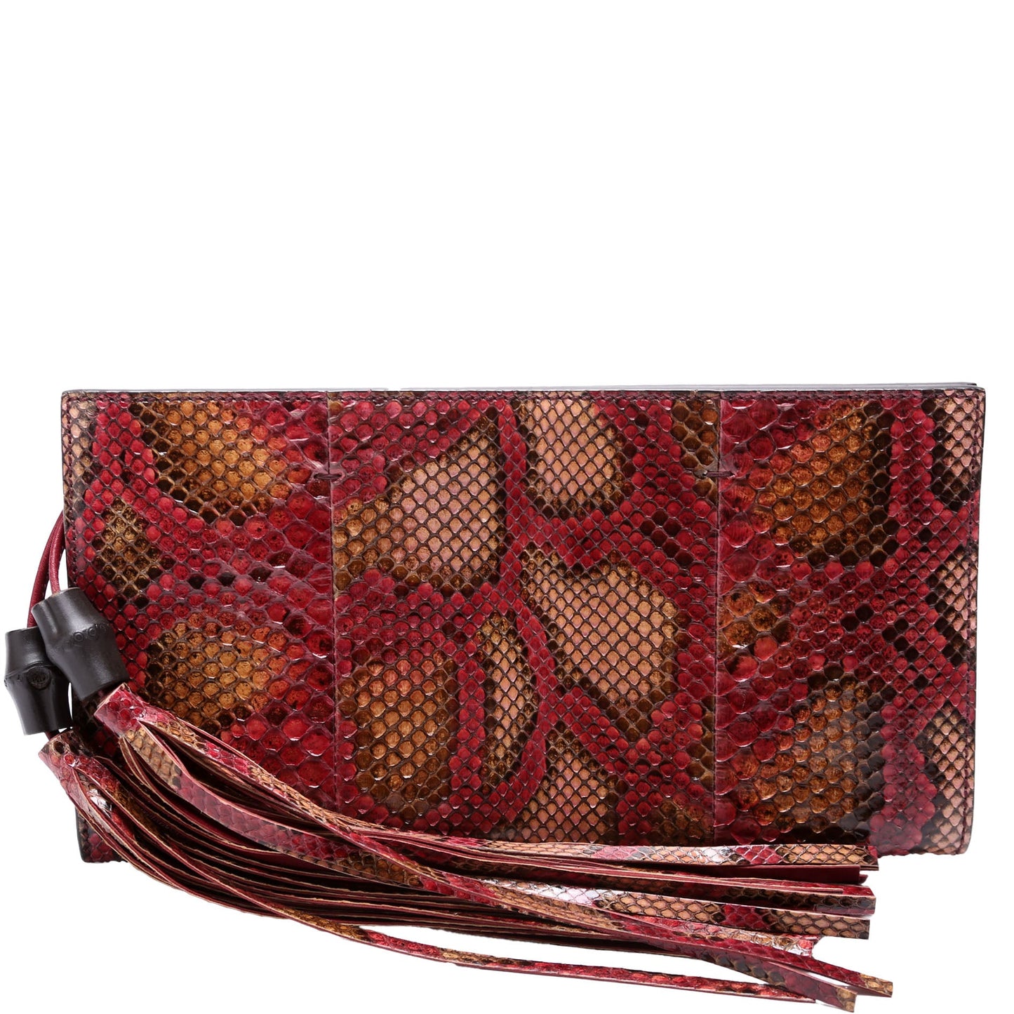 Gucci  Bamboo Tassel Snakeskin Clutch