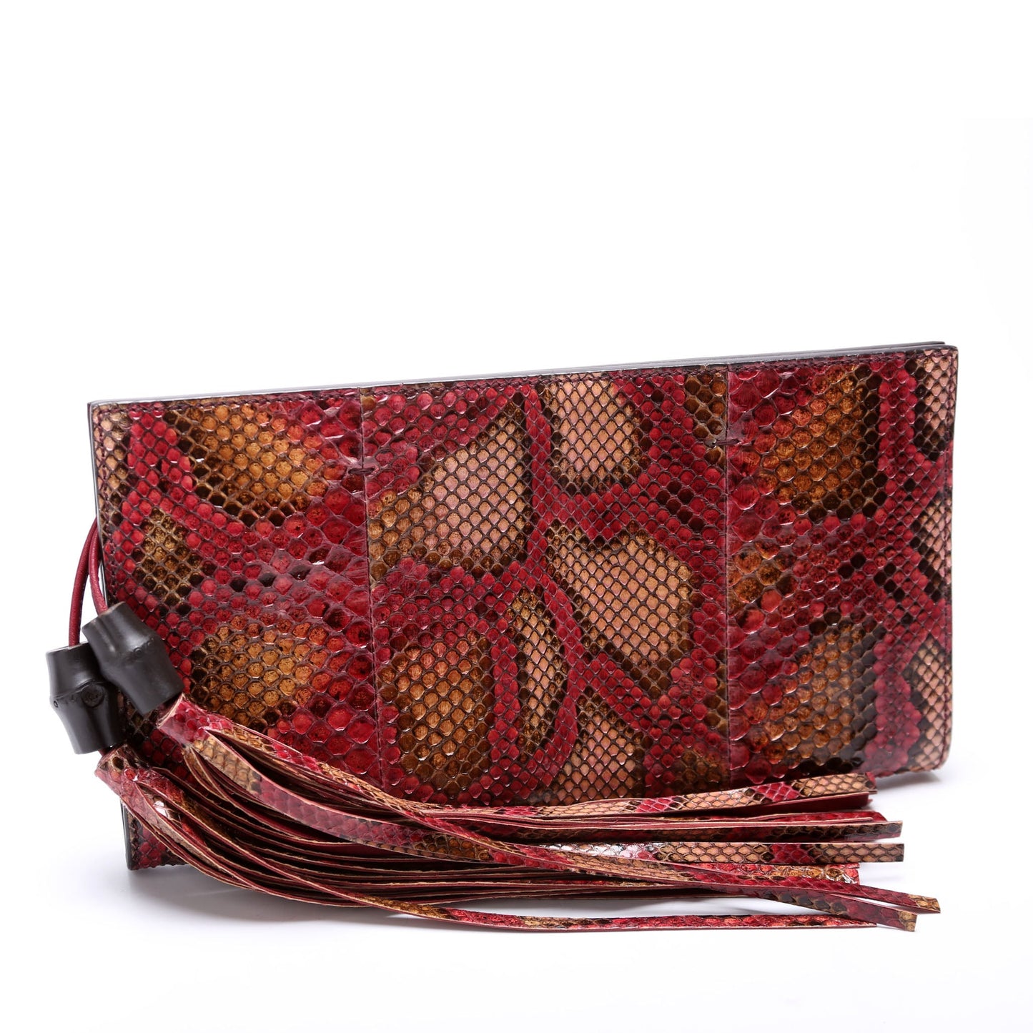Gucci  Bamboo Tassel Snakeskin Clutch