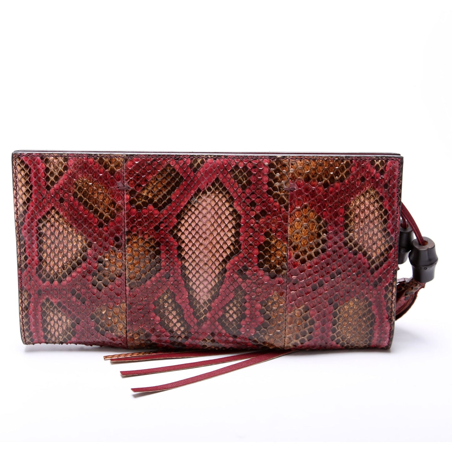 Gucci  Bamboo Tassel Snakeskin Clutch