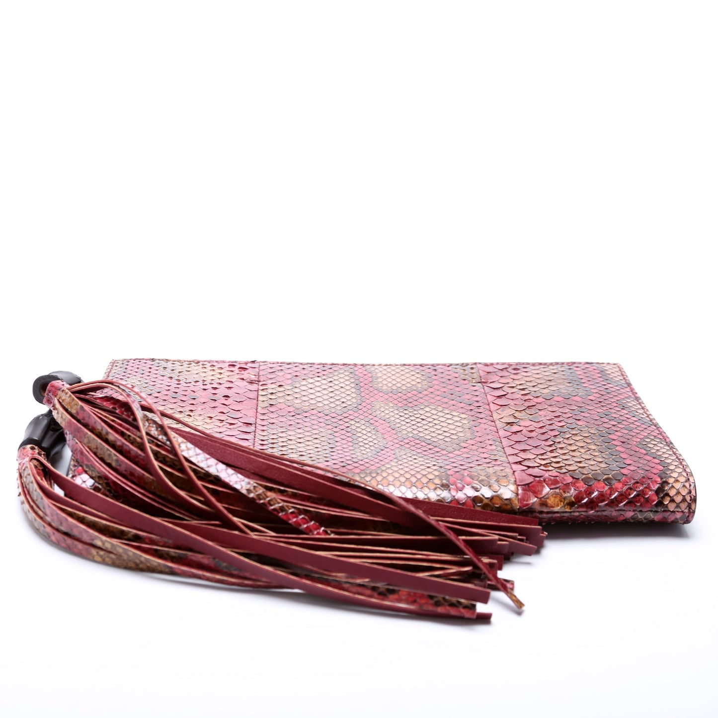 Gucci  Bamboo Tassel Snakeskin Clutch